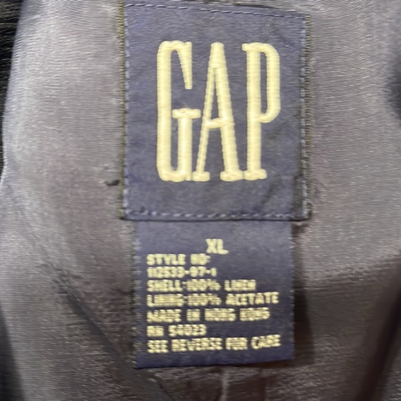 Gap BLUE LINEN BLAZER MENS XL lined button up 112533-97-1 JACKET summer vintage - Picture 2 of 16